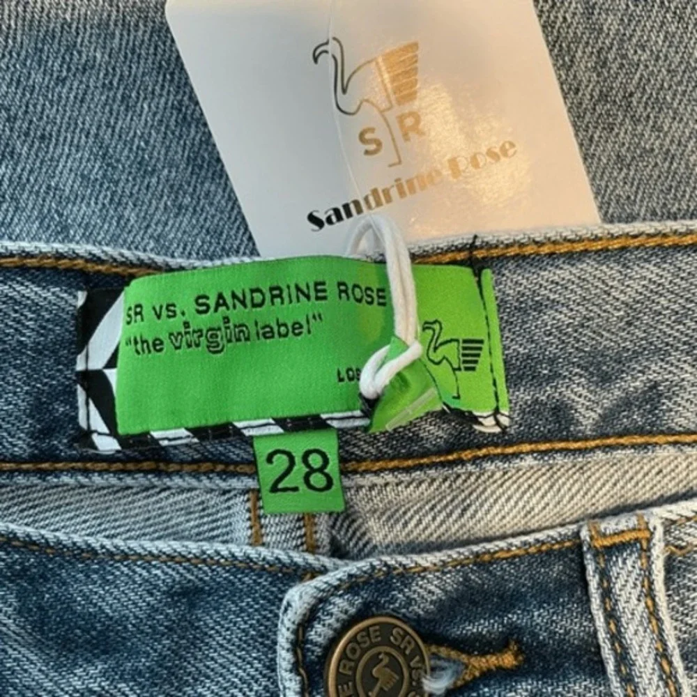 Free People X Sandrine Rose Jean Shorts Jorts Bermuda‎ Hi-Rise Distressed 28